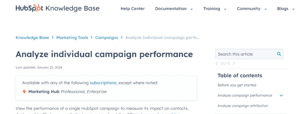 Hubspot as Example for Breadcrumbs